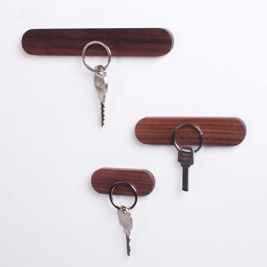 Magnetic Wooden Key Holder Wall Mount Strong Magnet Key Organizer Rack Self Adhesive Entryway Key Storage