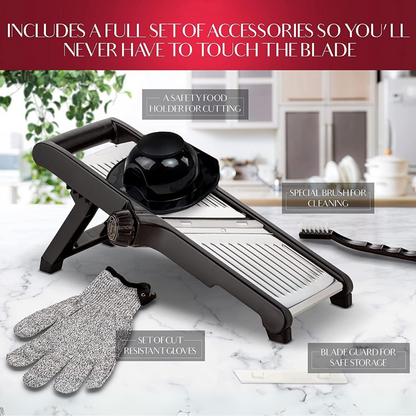 Mandoline Vegetable Slicer with Cut Resistant Gloves Stainless Steel Adjustable Food Cutter