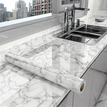 Marble Effect Oil-Resistant Self-Adhesive Kitchen Film
