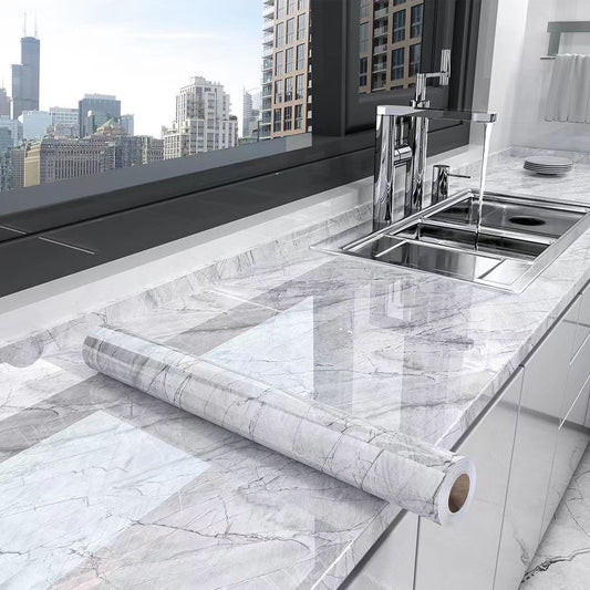 Marble Effect Oil-Resistant Self-Adhesive Kitchen Film