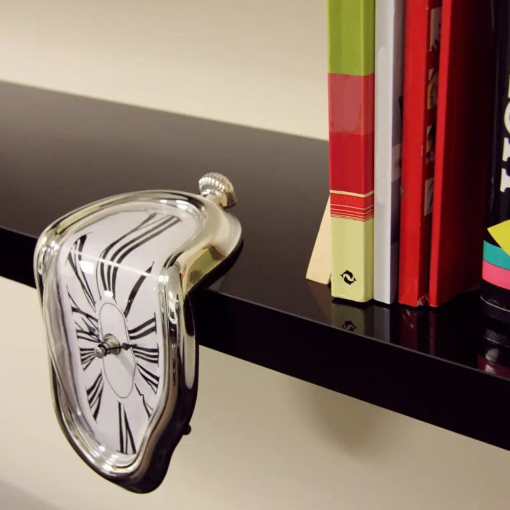 Melting Desk Clock Decorative Surreal Shelf Table Silent Quartz Display