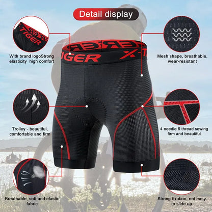 Men's Cycling Shorts Breathable Mesh Gel Pad Shock Absorbing