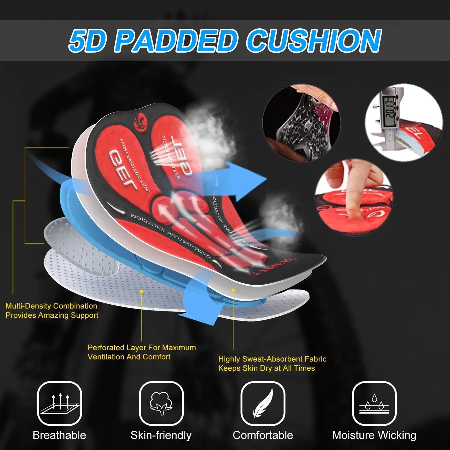 Men's Cycling Shorts Breathable Mesh Gel Pad Shock Absorbing