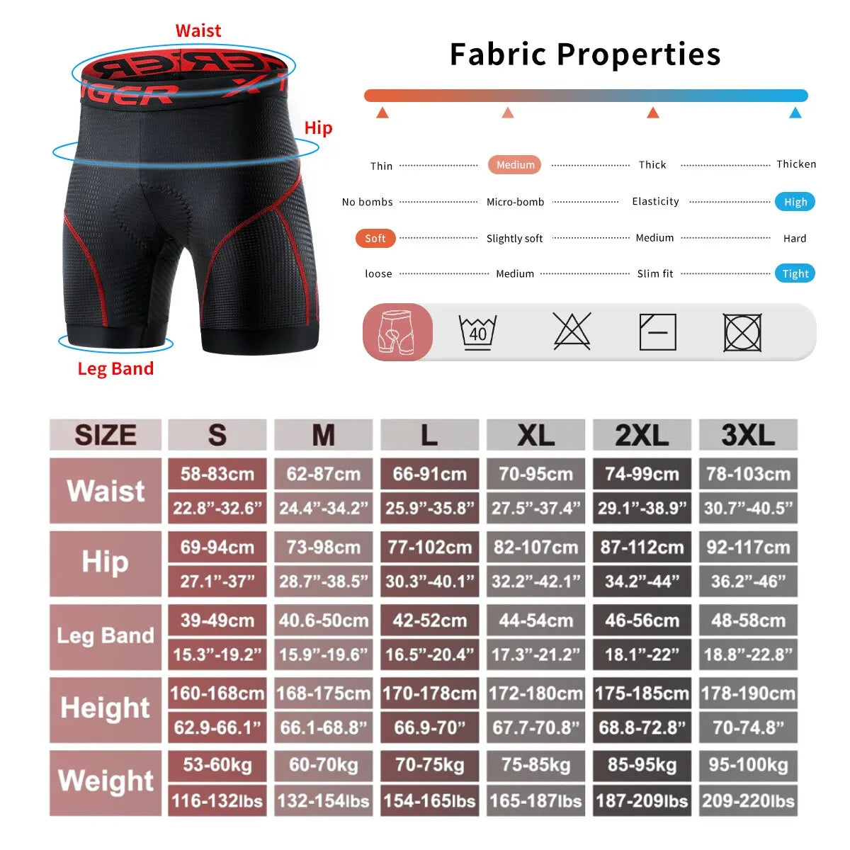 Men's Cycling Shorts Breathable Mesh Gel Pad Shock Absorbing