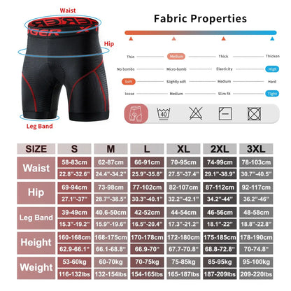 Men's Cycling Shorts Breathable Mesh Gel Pad Shock Absorbing