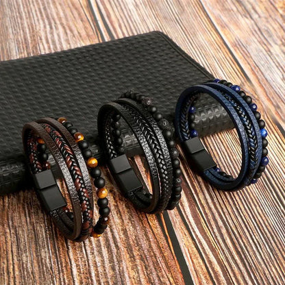 Men’s Genuine Leather Bracelet Adjustable Stylish Wristband