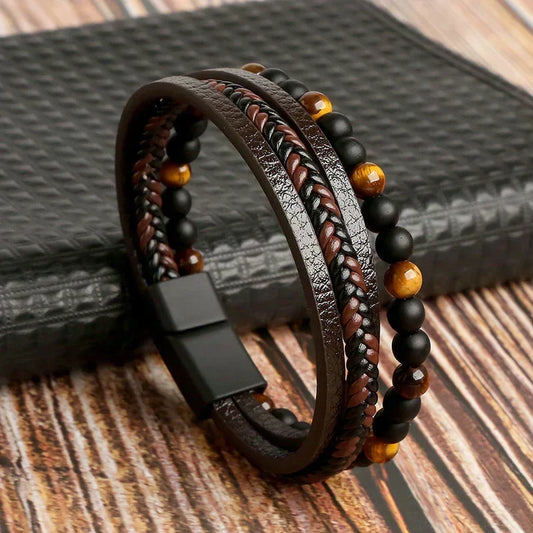 Men’s Genuine Leather Bracelet Adjustable Stylish Wristband