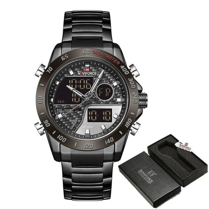 Military Sports Watch – Men’s Dual Display Quartz Chronograph Watch