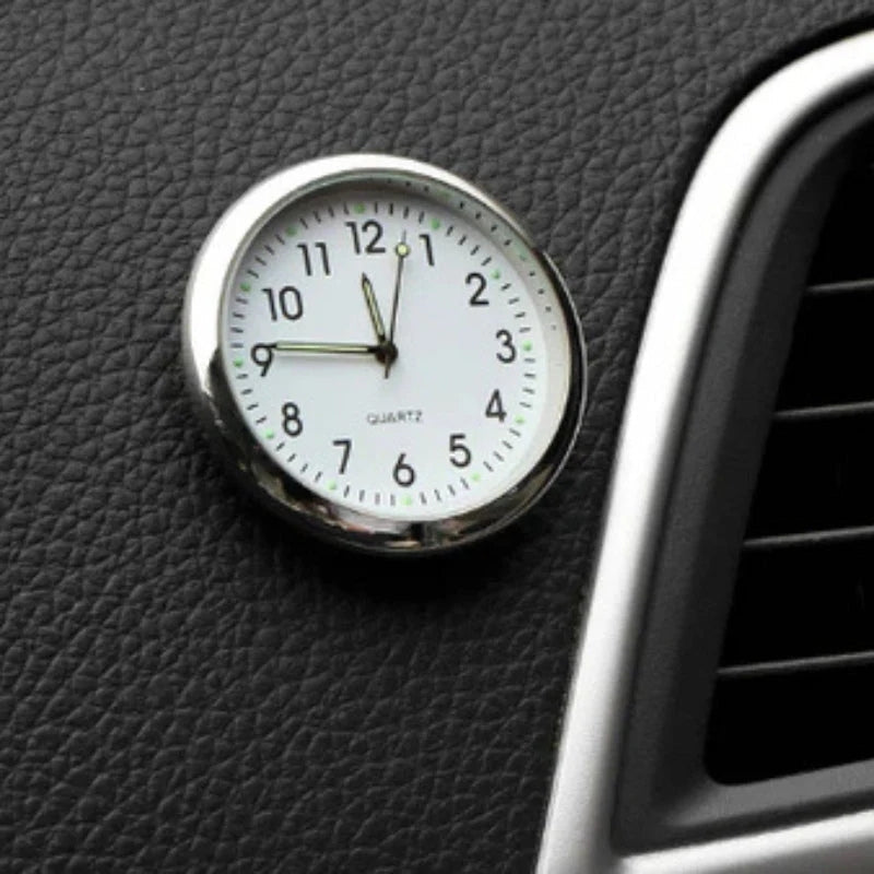 Mini Analog Car Dashboard Clock Self Adhesive Round Car Interior Clock