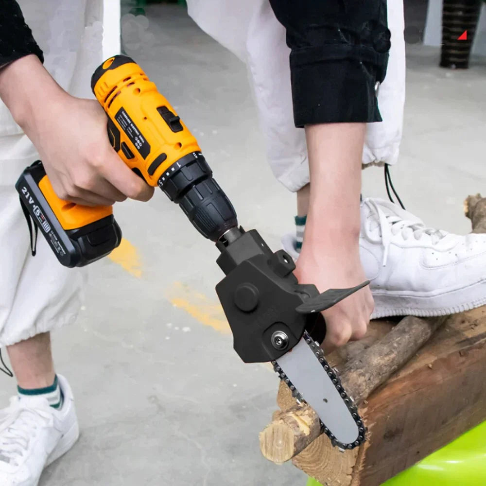 Mini Chainsaw Attachment Cordless Drill Wood Cutting Tool