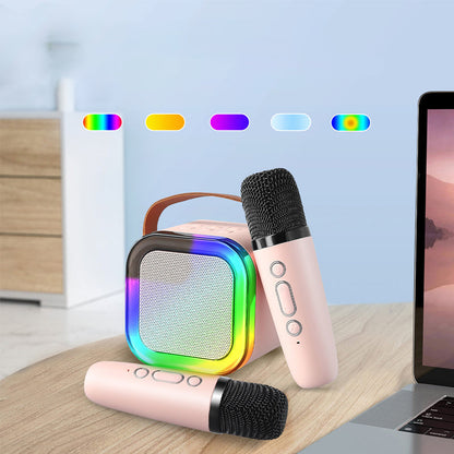Mini Karaoke System with Wireless Microphones Portable Kids Karaoke Machine