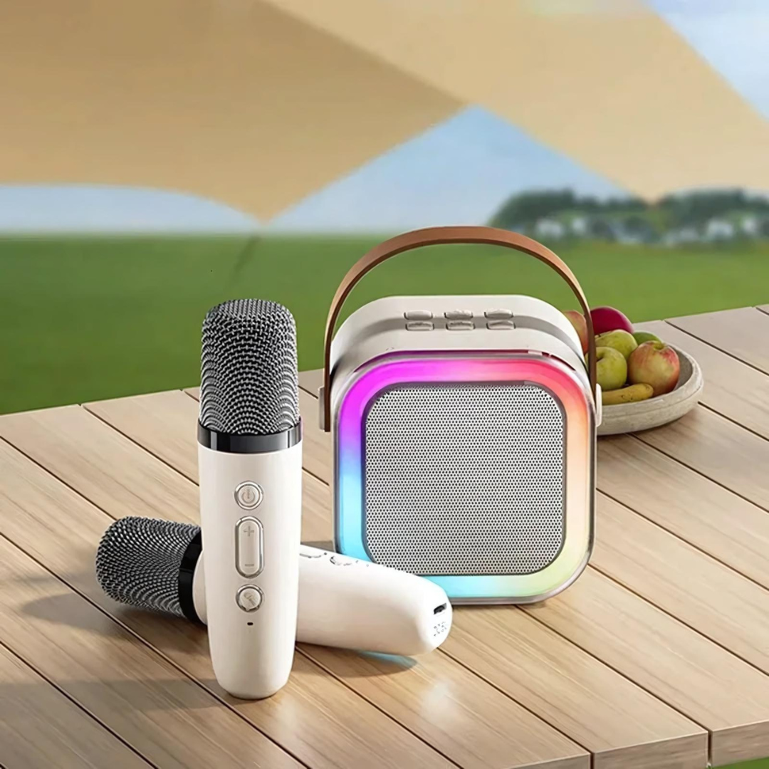 Mini Karaoke System with Wireless Microphones Portable Kids Karaoke Machine