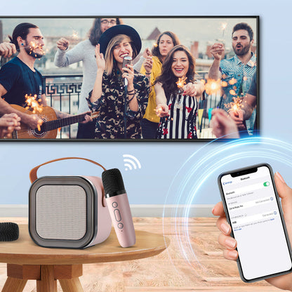 Mini Karaoke System with Wireless Microphones Portable Kids Karaoke Machine