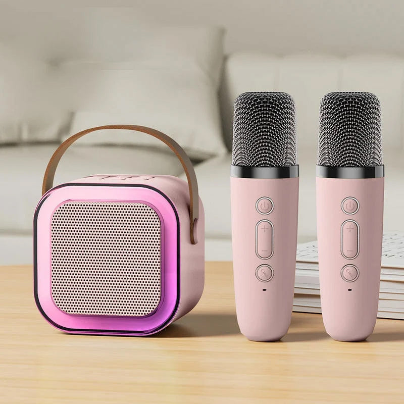 Mini Karaoke System with Wireless Microphones Portable Kids Karaoke Machine