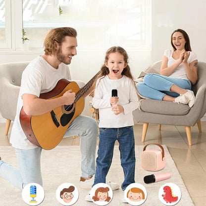 Mini Karaoke System with Wireless Microphones Portable Kids Karaoke Machine