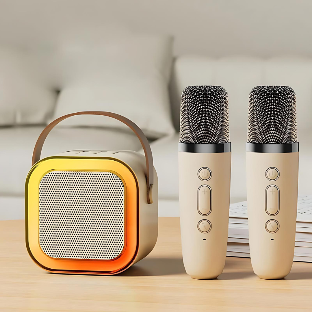 Mini Karaoke System with Wireless Microphones Portable Kids Karaoke Machine