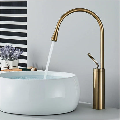 Modern Bathroom Faucet Single Lever Polished Basin Tap Minimalist Vanity Fixture