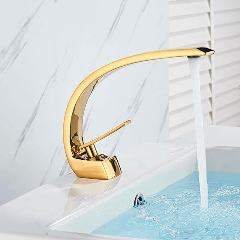 Modern Bathroom Faucet Sink Single Lever Basin Mixer Tap Sleek Vanity Fixture