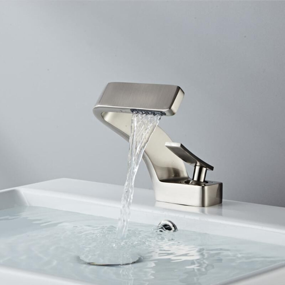 Modern Curved Kitchen Faucet Single Handle Swivel Spout