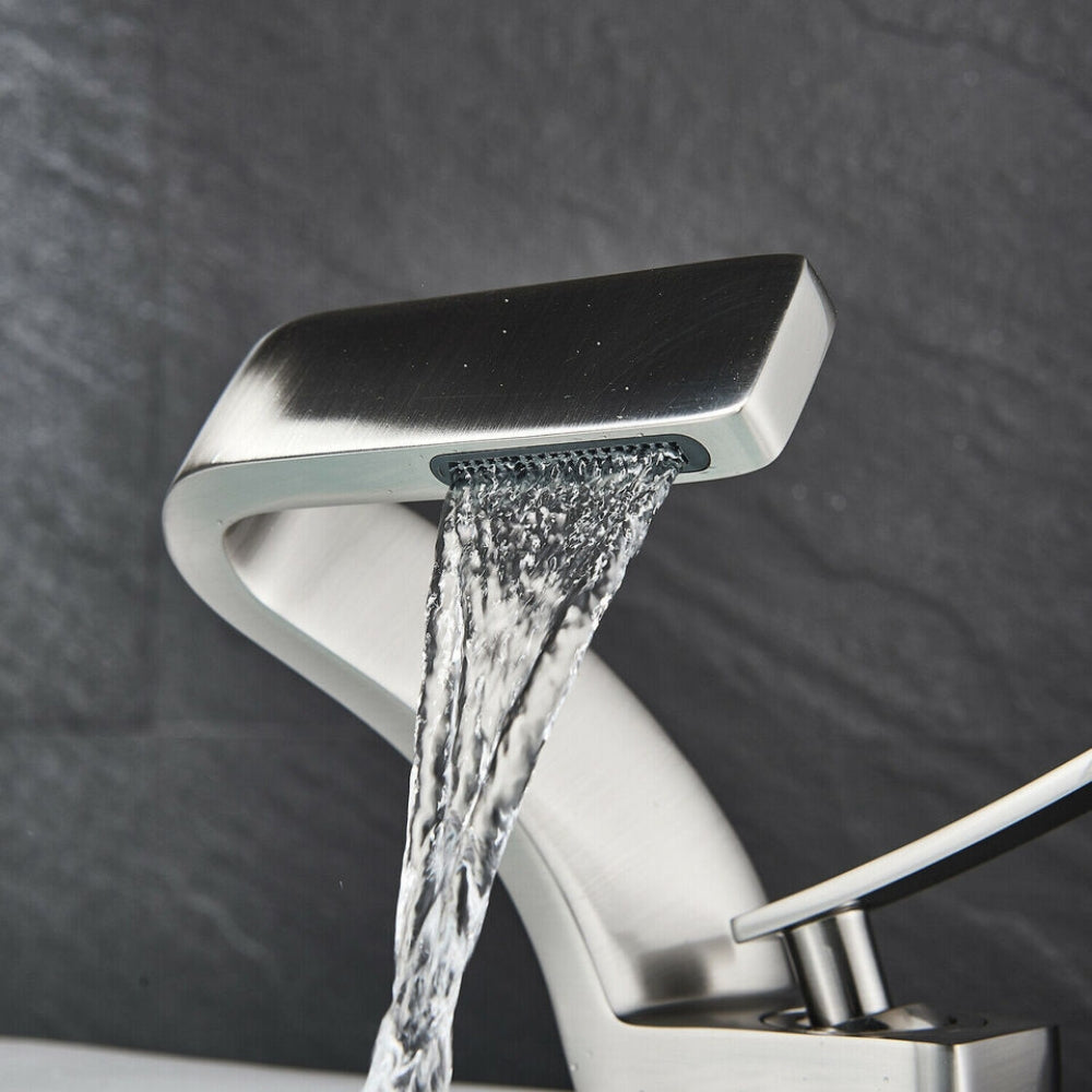 Modern Curved Kitchen Faucet Single Handle Swivel Spout