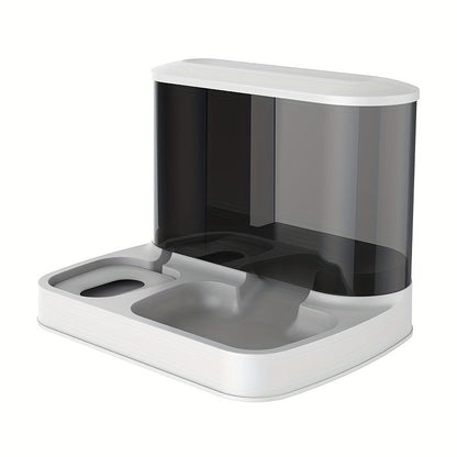 Modern Elevated Pet Feeding Station with Transparent Food Storage Dual Bowl Dog and Cat Feeder