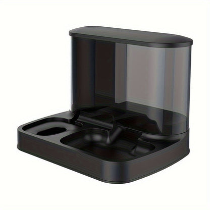 Modern Elevated Pet Feeding Station with Transparent Food Storage Dual Bowl Dog and Cat Feeder