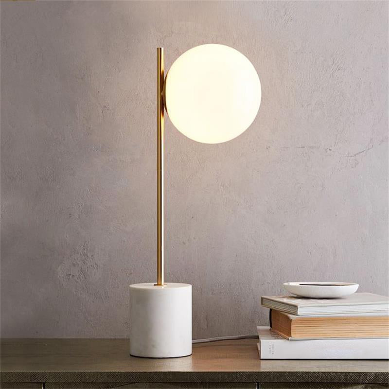 Modern Globe Table Lamp Marble Base Bedside Lamp Decorative Desk Light
