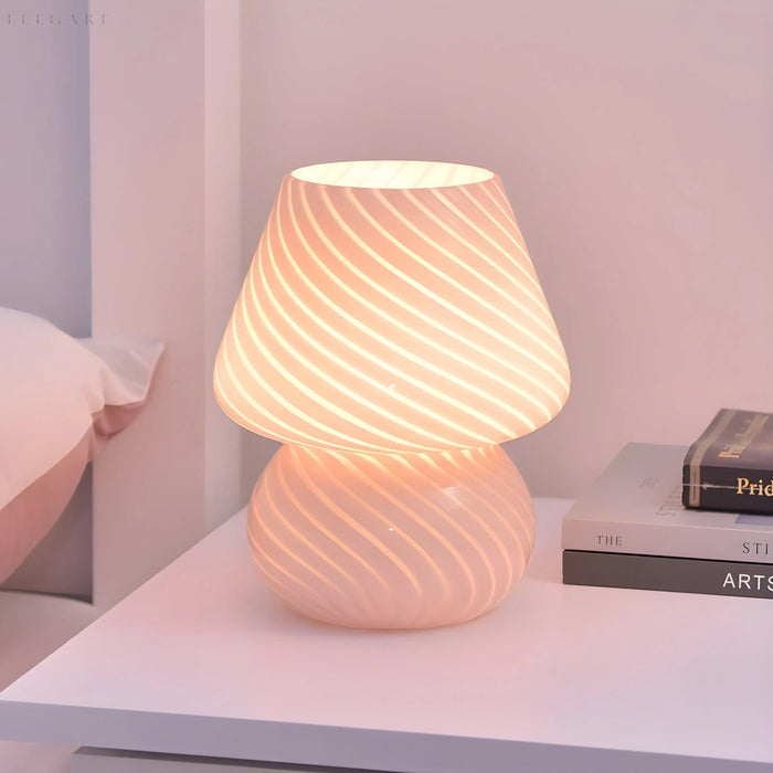 Modern LED Mushroom Glass Table Lamp Decorative Bedside Lamp Ambient Lighting