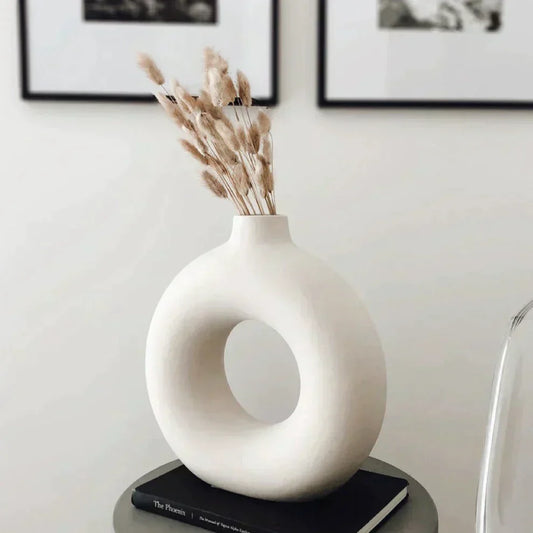 Modern Round Glass Vase Calm Elegant Home Decor Centerpiece
