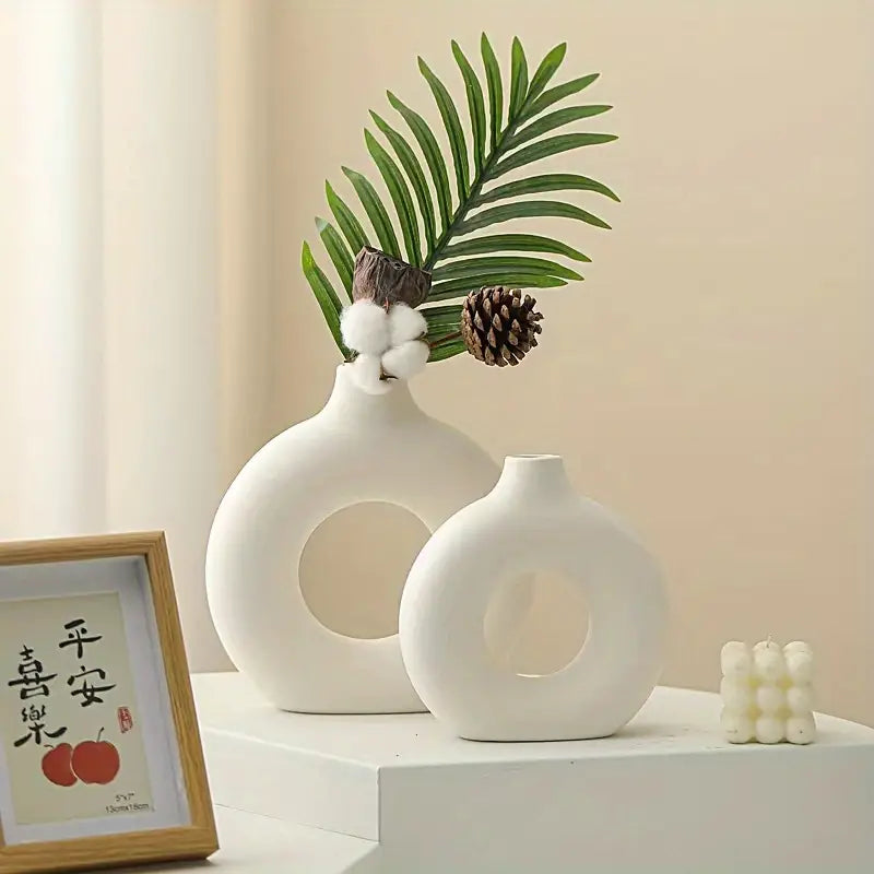 Modern Round Glass Vase Calm Elegant Home Decor Centerpiece