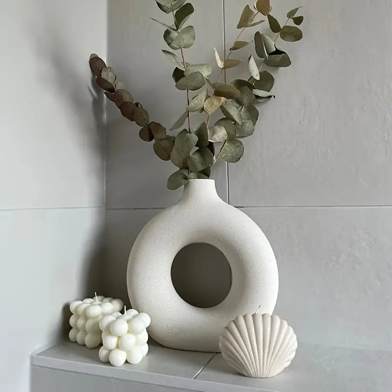 Modern Round Glass Vase Calm Elegant Home Decor Centerpiece