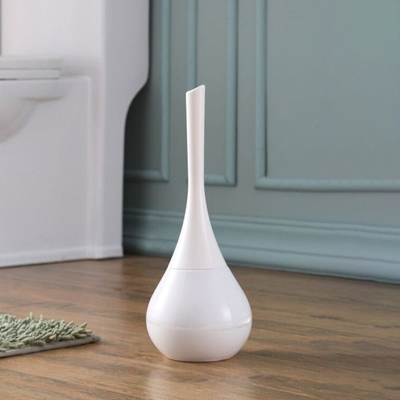 Modern Splash Guard Toilet Brush Set Compact Holder Bathroom Cleaner