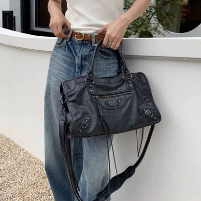 Modern Studded Shoulder Bag with Strap Large Capacity Fashion Crossbody Handbag