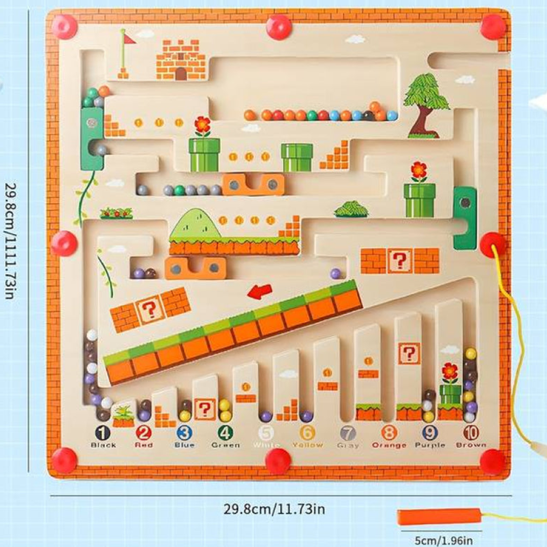 Montessori Numbers and Colors Maze Board for Kids Logic Learning and Fine Motor Skills