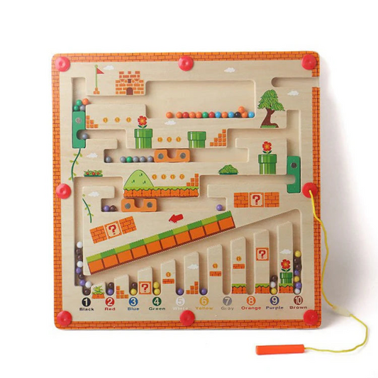 Montessori Numbers and Colors Maze Board for Kids Logic Learning and Fine Motor Skills