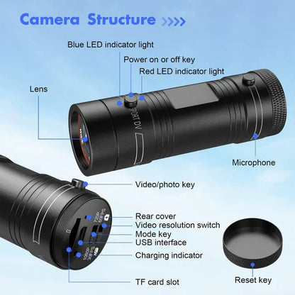 Motorcycle Helmet Action Camera Full HD Wide Angle Recording