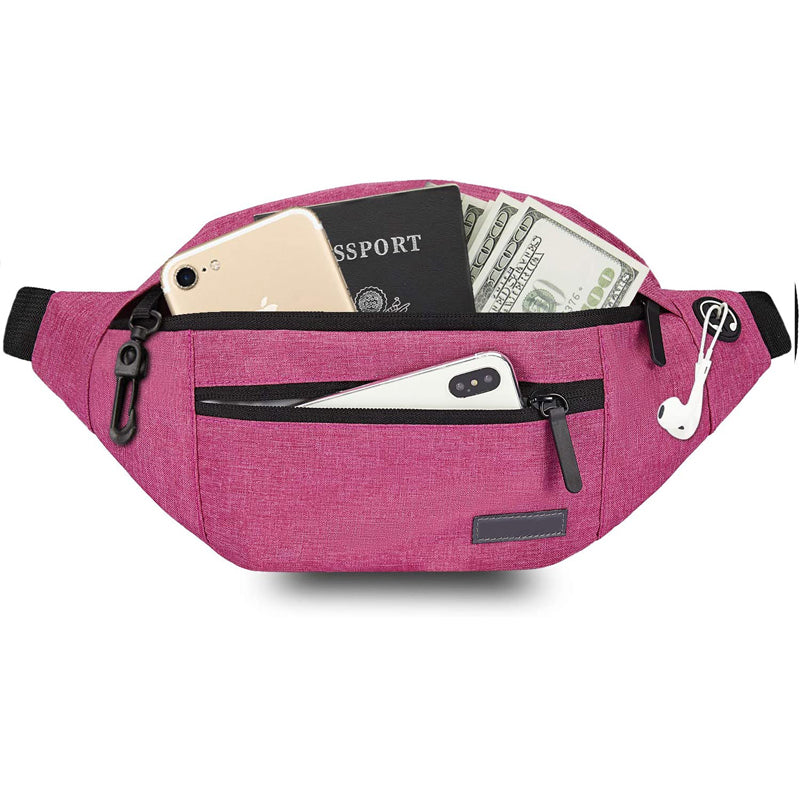 Multifunction Crossbody Waist Bag with Zipper Pockets Adjustable Strap Belt Bag