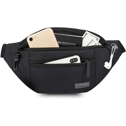 Multifunction Crossbody Waist Bag with Zipper Pockets Adjustable Strap Belt Bag