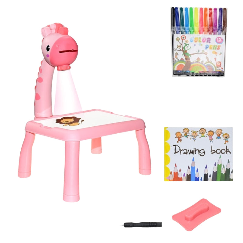Multifunction LED Drawing Board for Kids with Projector Light Effects and Music