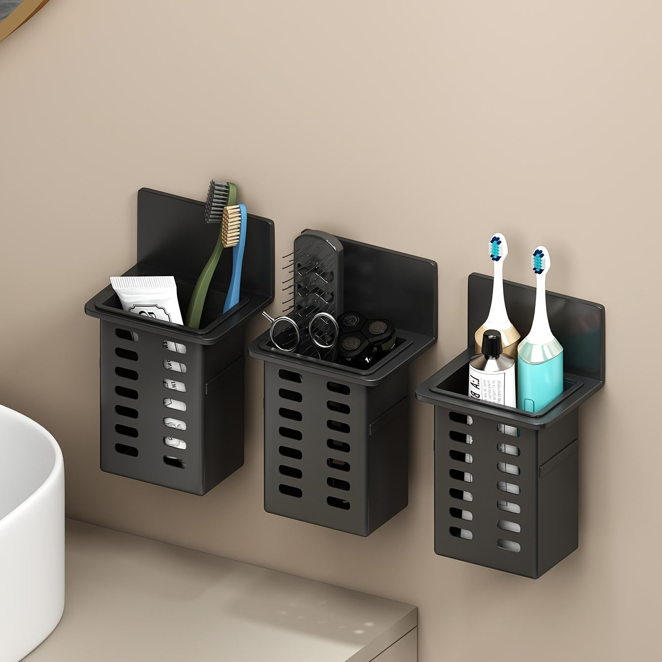 Multifunction Wall Shelf for Bathroom and Kitchen No Drill Self Adhesive Storage Rack