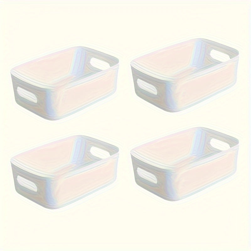 Multipurpose Storage Organizer Bins with Handles Set of 4 Plastic Home Organization Boxes