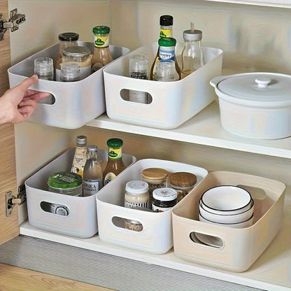 Multipurpose Storage Organizer Bins with Handles Set of 4 Plastic Home Organization Boxes