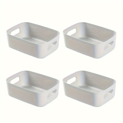 Multipurpose Storage Organizer Bins with Handles Set of 4 Plastic Home Organization Boxes