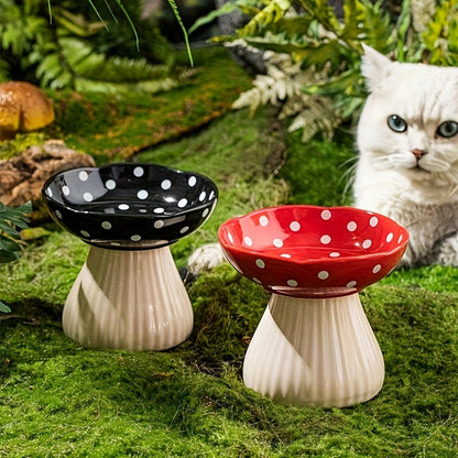 Mushroom Shape Cat Food Bowl Elevated Pet Feeding Dish Decorative Cat Feeding Bowl