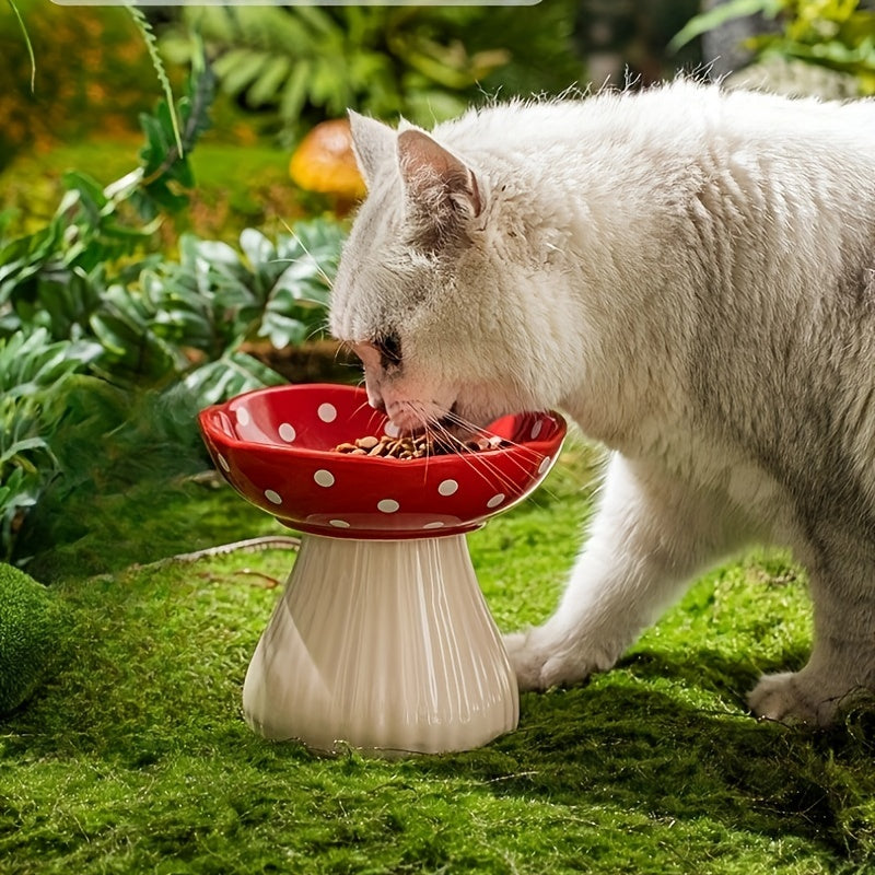 Mushroom Shape Cat Food Bowl Elevated Pet Feeding Dish Decorative Cat Feeding Bowl