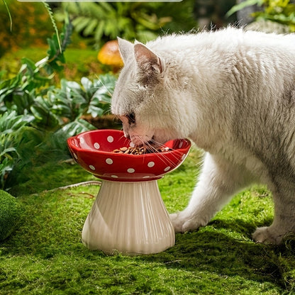 Mushroom Shape Cat Food Bowl Elevated Pet Feeding Dish Decorative Cat Feeding Bowl