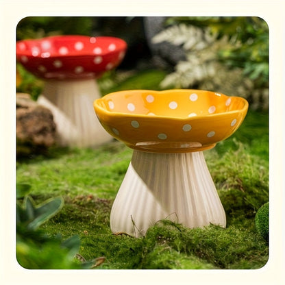 Mushroom Shape Cat Food Bowl Elevated Pet Feeding Dish Decorative Cat Feeding Bowl