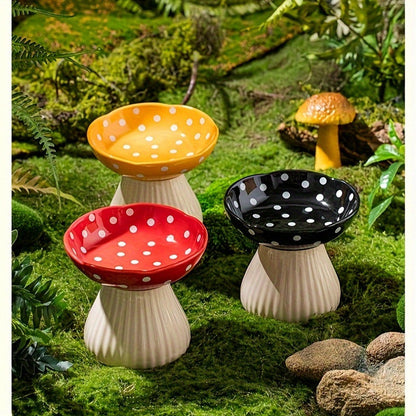 Mushroom Shape Cat Food Bowl Elevated Pet Feeding Dish Decorative Cat Feeding Bowl