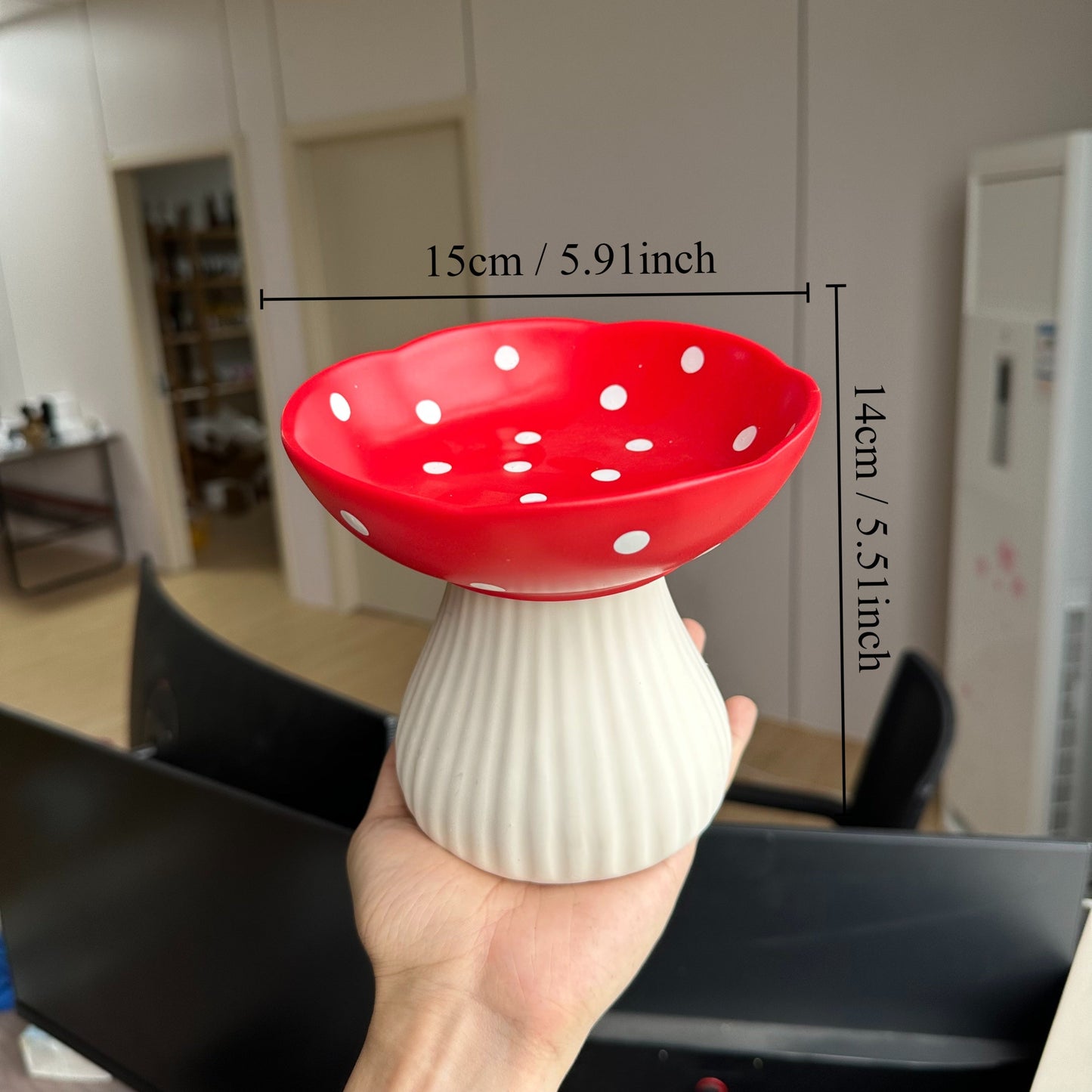 Mushroom Shape Cat Food Bowl Elevated Pet Feeding Dish Decorative Cat Feeding Bowl