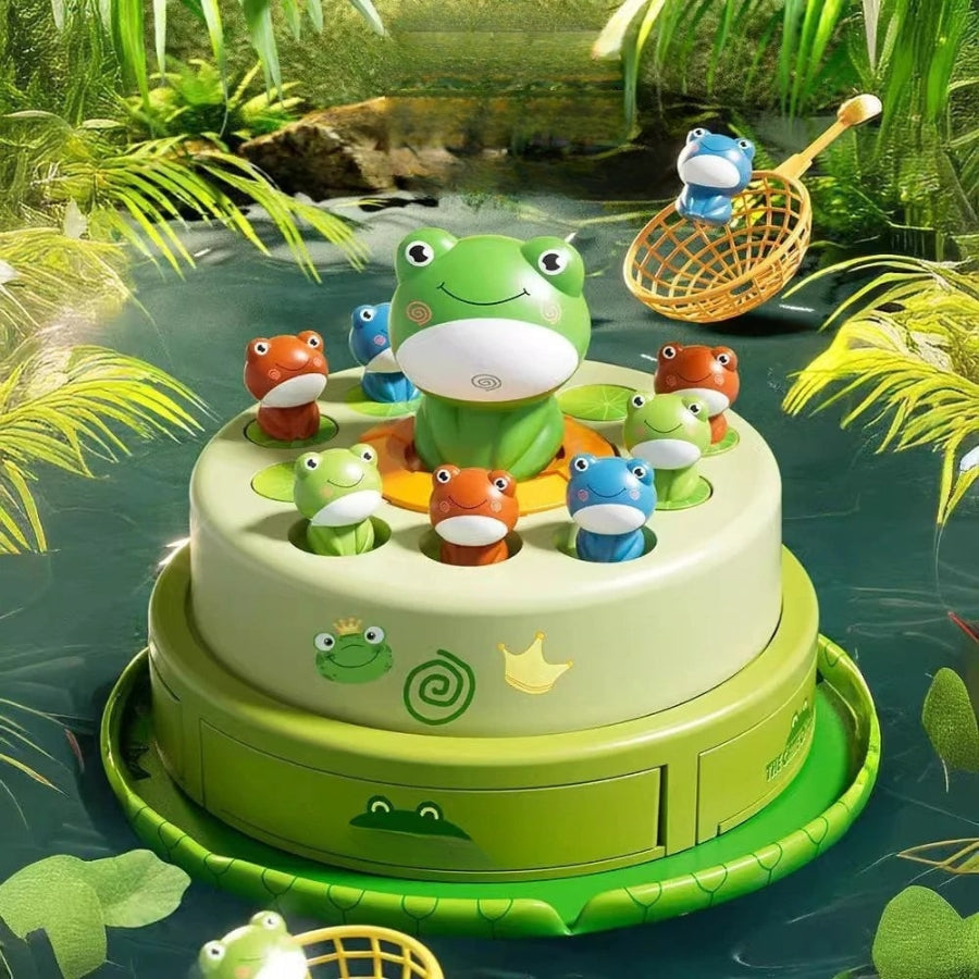 Musical Frog Toy Set With Jumping Frogs And Spinning Motion Game